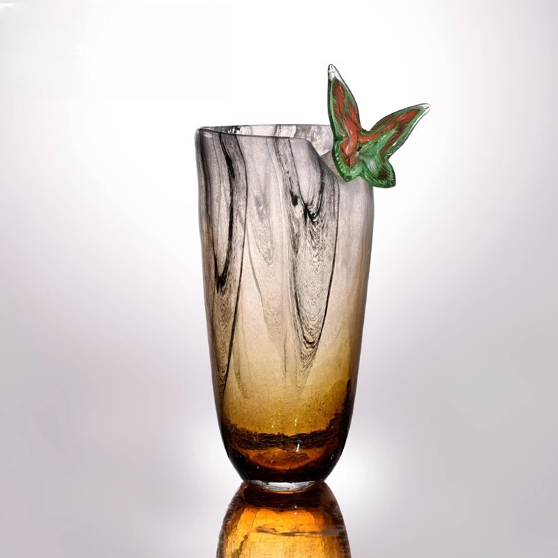 Butterfly glass vase hotel model room office living room dining room decorative flower ware
