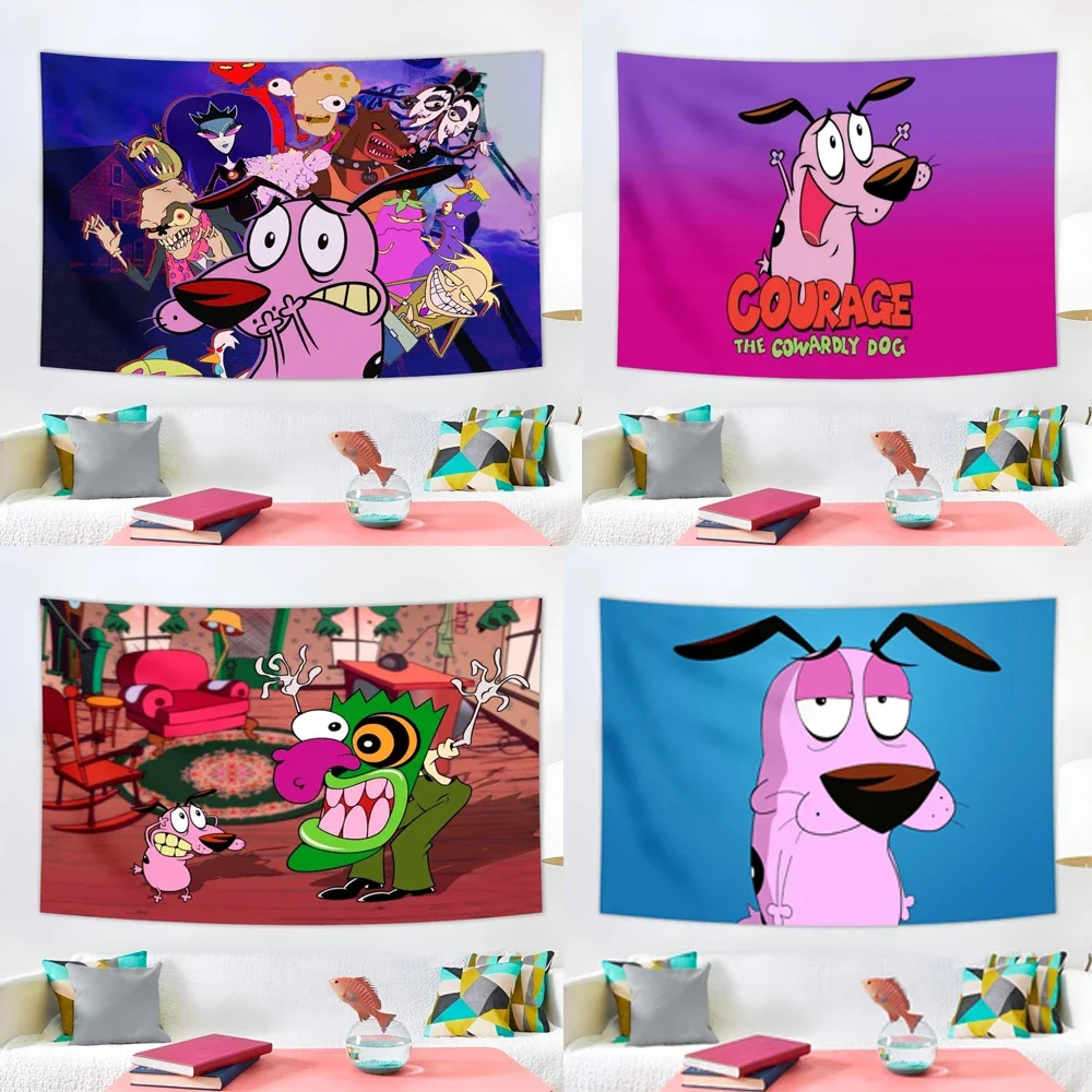 3x5Ft Courage The Cowardly Dog Retro Metal Tin Sign Vintage Room Decor Poster for Home Coffee Bar Wall Art Decor Wall Decoration