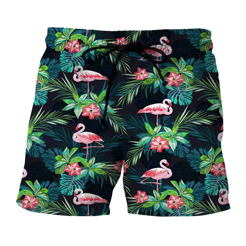 Men's Hawaiian Shorts Fashion Floral And Leaf Print 3D Beachwear Holiday Casual Novelty Short Pant Quick-drying Men Kid Clothing
