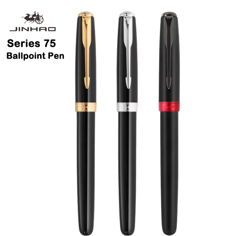 

Шариковая ручка Jinhao 75, металлические, черные, красные, роскошные ручки, качественные финансовые офисные ручки для студентов, канцелярские принадлежности, школьные принадлежности