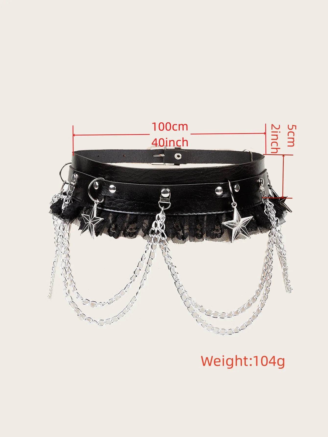 Dark Chain Punk Y2k Belt Women's Hip Hop star Lace Panel Versatile Fashion Matching Dress Coat Decoration Waist chastity Cover