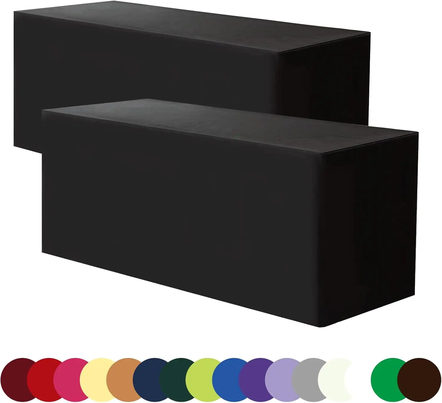 

Black 6FT Tablecloth Fitted Table Covers for 6 Foot Rectangle Tables - Water Resistant Washable Fabric Polyester Table C