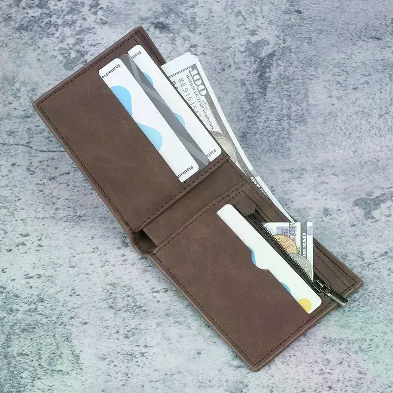 /HTF/Retro Men Short Wallet with Multiple Card Slots Coin Bag Men Leather Thin Wallet Purse New