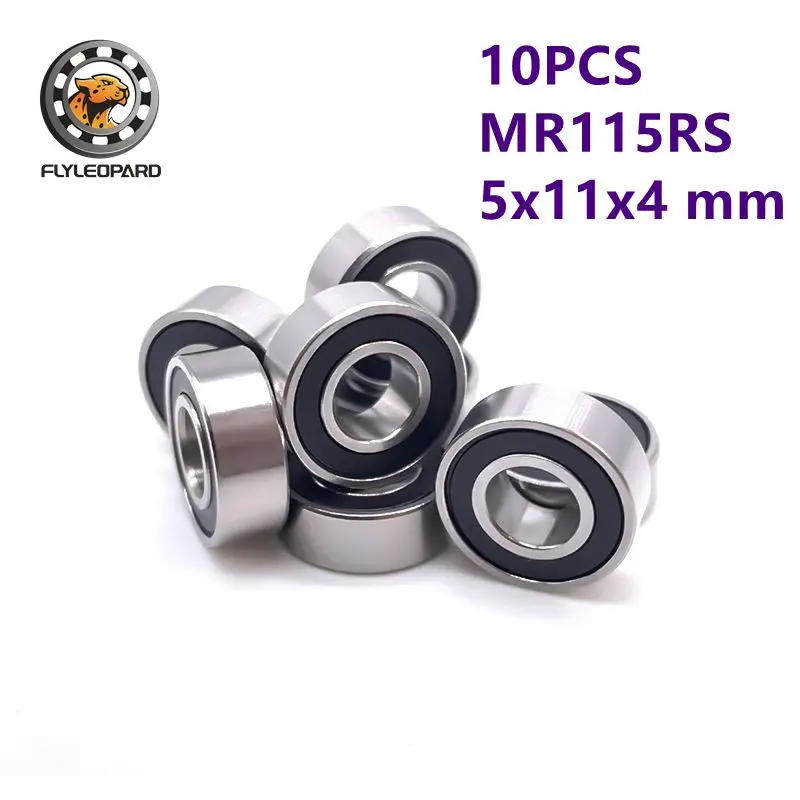 10Pcs MR115-2RS ABEC-7 Precision Micro Bearings: 5x11x4mm, Double Rubber Sealed for High-Speed Micro Motors and Instruments.
