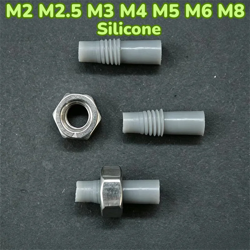 Заглушки силиконовые серые M2, M2.5, M3, M4, M5, M6, M8 с круглым стержнем, термостойкие, для маскировки резьбы, гаек и винтов, герметизирующие колпачки