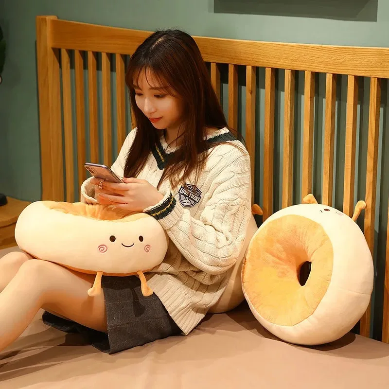 2023 New Creative Toast Bread Futon Lazy Cushion Home Floor Chair Cushion Plush Office Window Tatami Pudding Butt Round Cushions