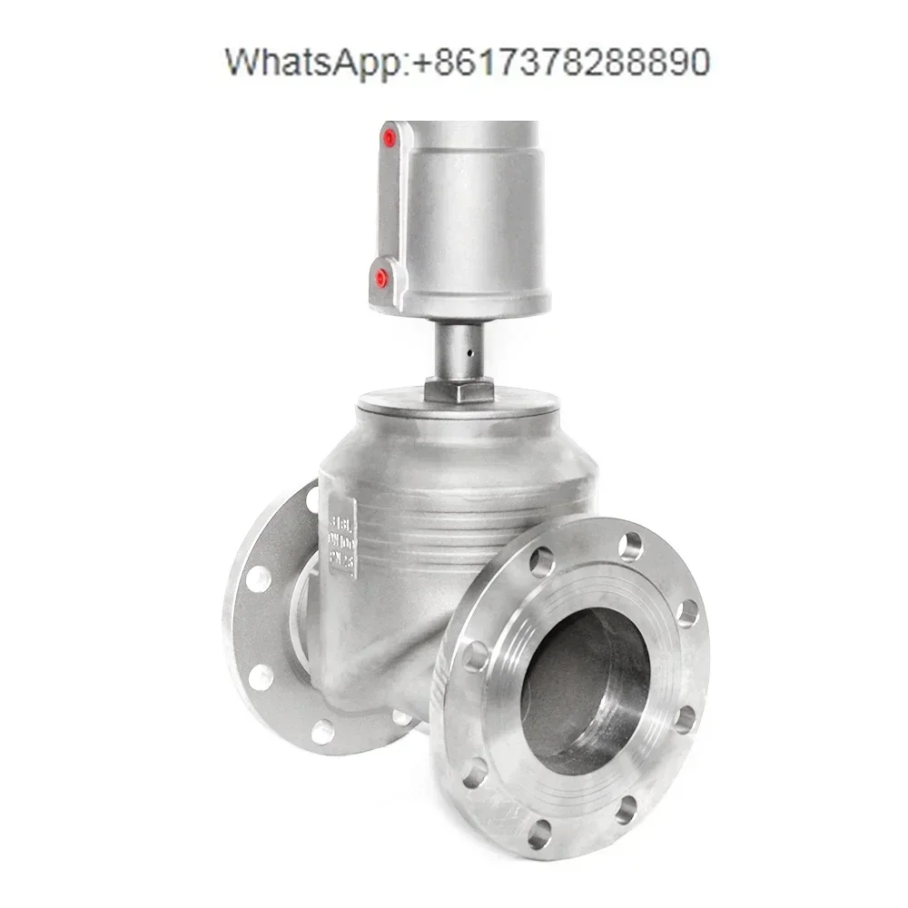 Large caliber waist drum valve flange pneumatic T-shaped 304 stainless  seat valve corrosion-resistant high temperature 100