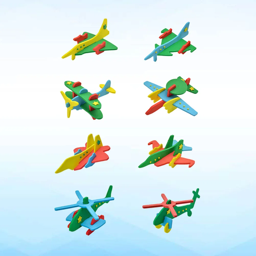 8 szt. Kreatywne puzzle 3D z pianki EVA w kształcie samolotów, edukacyjne, do samodzielnego montażu, układanka dla dzieci, rozwijająca kreatywność i zdolności.