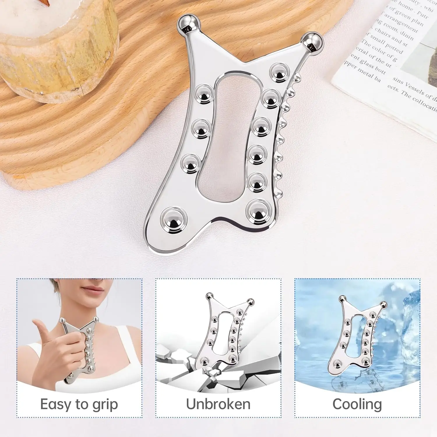 Edelstahl Gua Sha Werkzeug Lymphdrainage Körperformungswerkzeuge für Maderoterapy Muscle Release Trigger Point Massage Tool – Detail 6