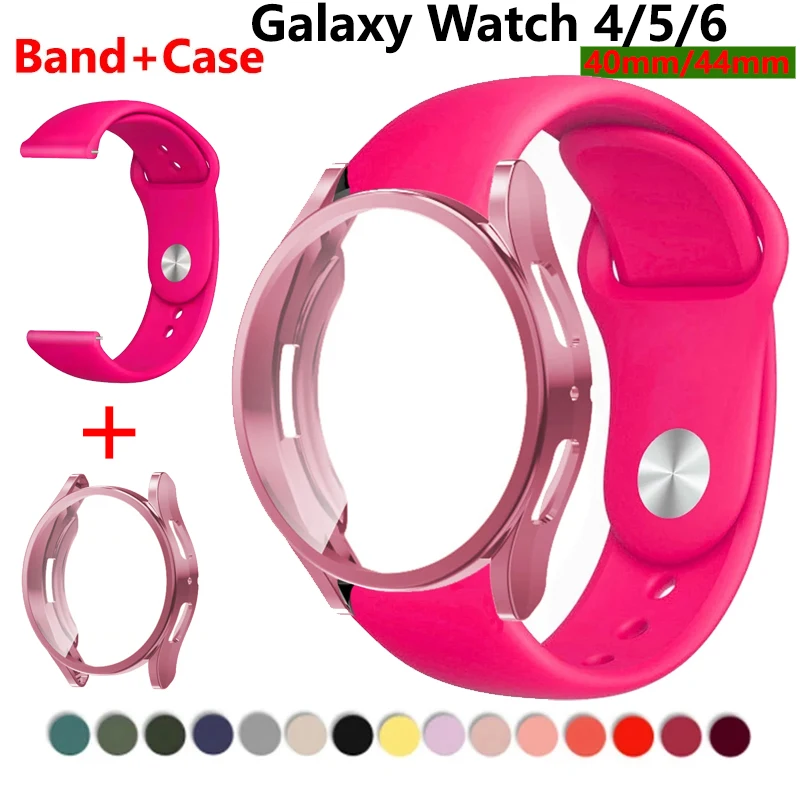 Uhrengehäuse + Armband für Samsung Galaxy Watch 6/5/4/7 44 mm 40 mm, Ersatz-Silikon-Armband, Armband Galaxy Watch 6 5 4 44 mm 40 mm