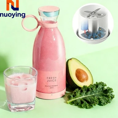 Licuadora Inalámbrica Recargable Portátil de 350 ml, Mezcladora Personal para Jugos Frescos, Uso en Viajes con Cargador