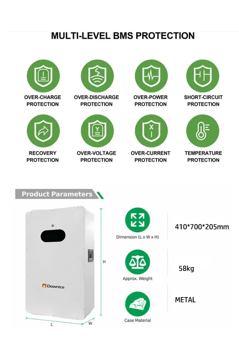 Batterie au lithium de stockage d'énergie domestique, générateur solaire Lifepo4, batterie de secours murale, 10KW, 12KW, 20KW, 30KW, 50KW