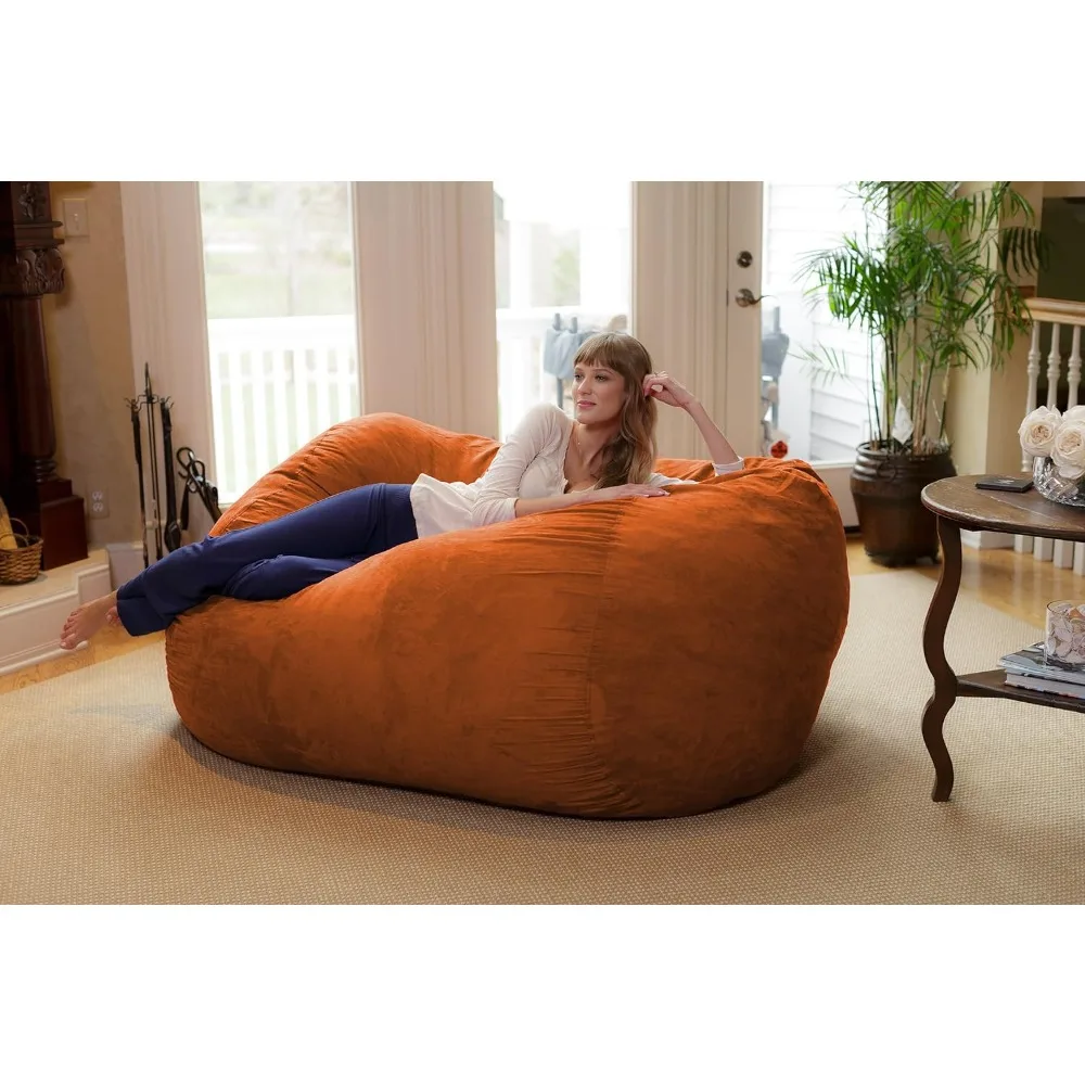 Chill Sack Bean Bag Chair: Huge 6' Memory Foam Furniture Bag and Large Lounger - Big Sofa with Soft Micro Fiber Cover - Orange