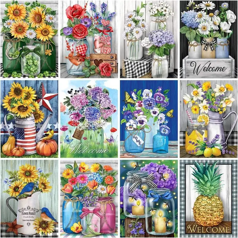 

CHENISTORY 60x75cm Frame Paint By Numbers Sunflowers Diy Acrylic Paints For Painting By Numbers On Canvas Flowers Home Decor