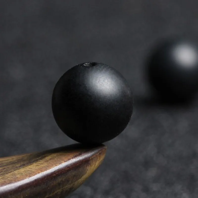 4A Natural Frosted Black Agate Single Bead DIY Beads Crystal Jewelry Making