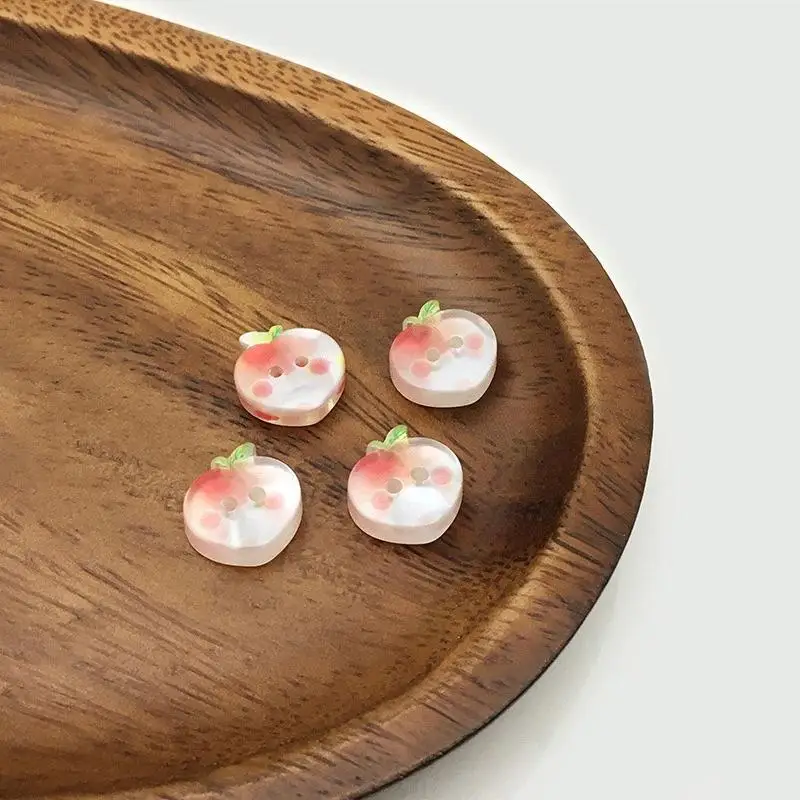 20Pcs Cute Peach Buttons: Cartoon Fruit Resin Children's Clothing DIY Craft Projects