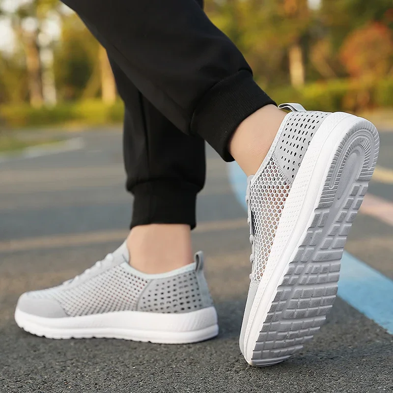 YRZL Sneakers Men Shoes Hollow Mesh Breathable Outdoor Casual Shoes Comfortable Walking Non Slip Big Size Mens Sneakers