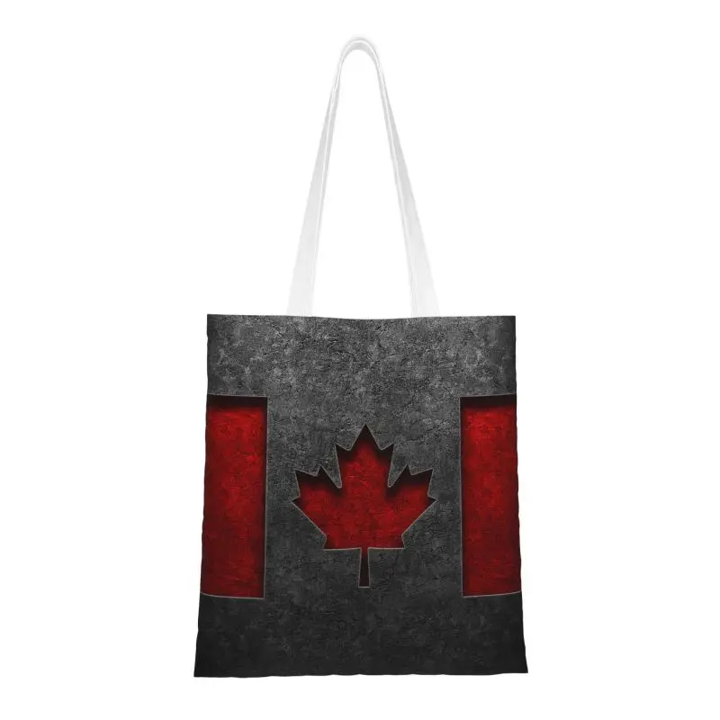 Divertente bandiera canadese Shopping Tote Bags riciclaggio strutturato bandiera canadese drogheria tela Shopper borsa a tracolla