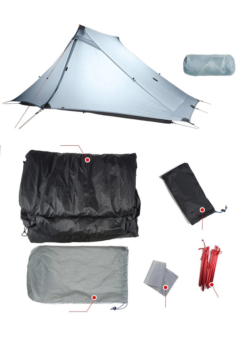 FLAME'S CREED Lanshan 2 Pro Just 920 Gramm 2-seitiges 20D-Silikon-Leichtgewicht-2-Personen-Rucksack-Campingzelt für 3 und 4 Jahreszeiten – Detail 11