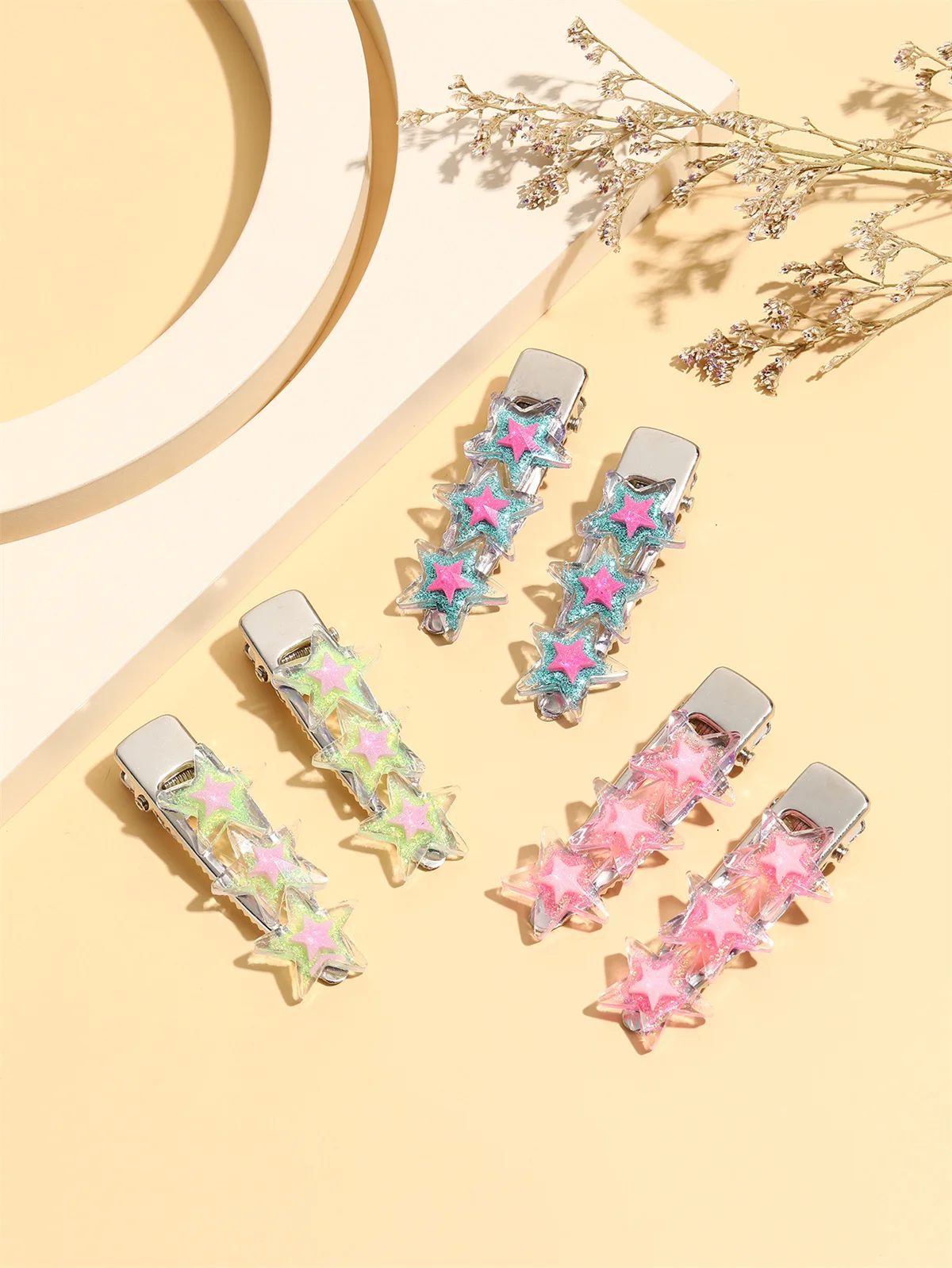

6pcs/set Kids Hair Clips - Multicolor Ice Transparent Star Clips, Cute Hair Accessories for Girls, Perfect for Daily Styling