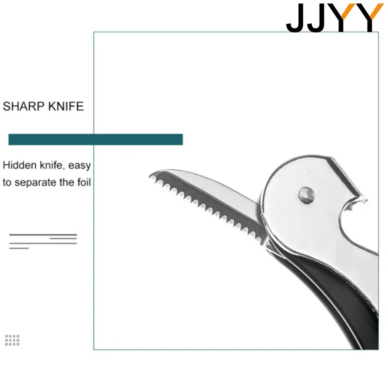 JJYY Stainless Steel Wine Opener Professional Waiters Corkscrew Beer Bottle Opener And Foil Cutter Gift For Wine Lover