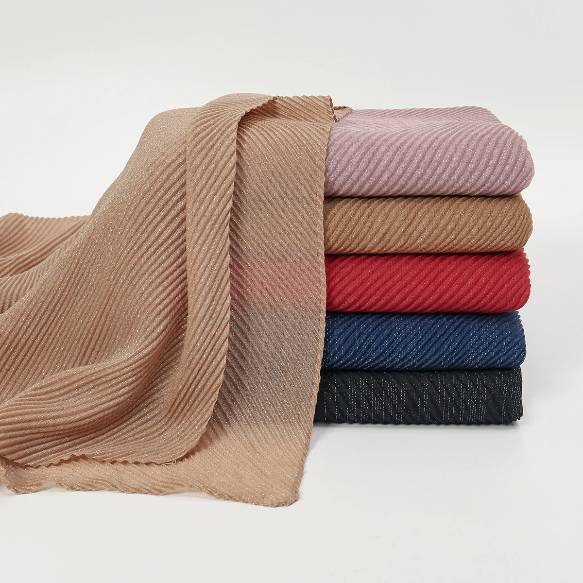 

New Solid Scarf For Women Girls Students Simple Silver Thread Crumpled Scarves Soft Sunscreen Shawl Spring Female Wrap Shawls