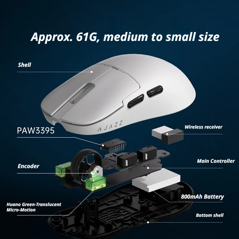 Ajazz Aj159 Nl/Nl P/Pro Wireless Gaming Mouse Paw3395 Paw3311 Mode Bluetooth Wired Lightweight Star Flash Computer Peripheral