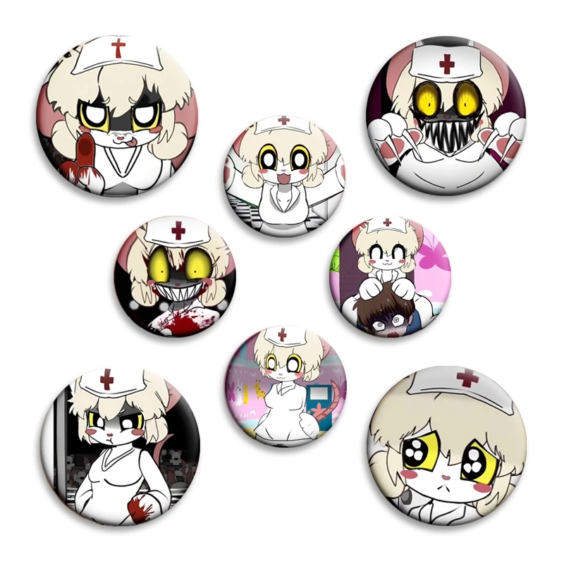 32/50mm Terrible Mouse Lorna Cute Enamel Pins Horror Game Character Cartoon Brooch Tinplate Badge Bag Clothing Accessories Gifts