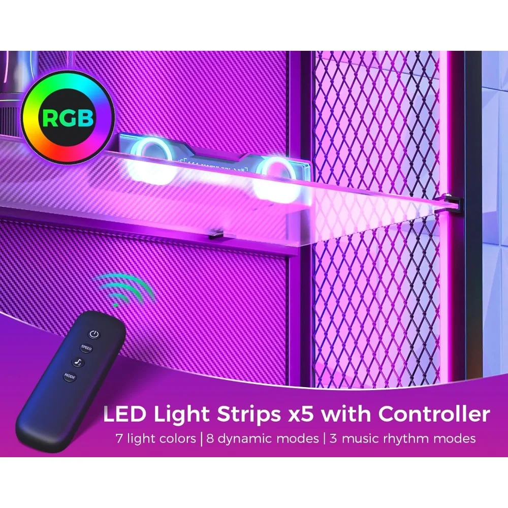 Armário de exibição MOTPK com luzes LED, vitrine com prateleiras de armazenamento de vidro, armário de curiosidades de 4 camadas para colecionáveis, display