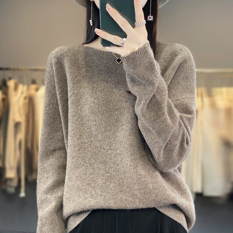 Colorful Merino wool cardigan Autumn and winter new cashmere sweater women's o collar cardigan warm bottom knit shirt top