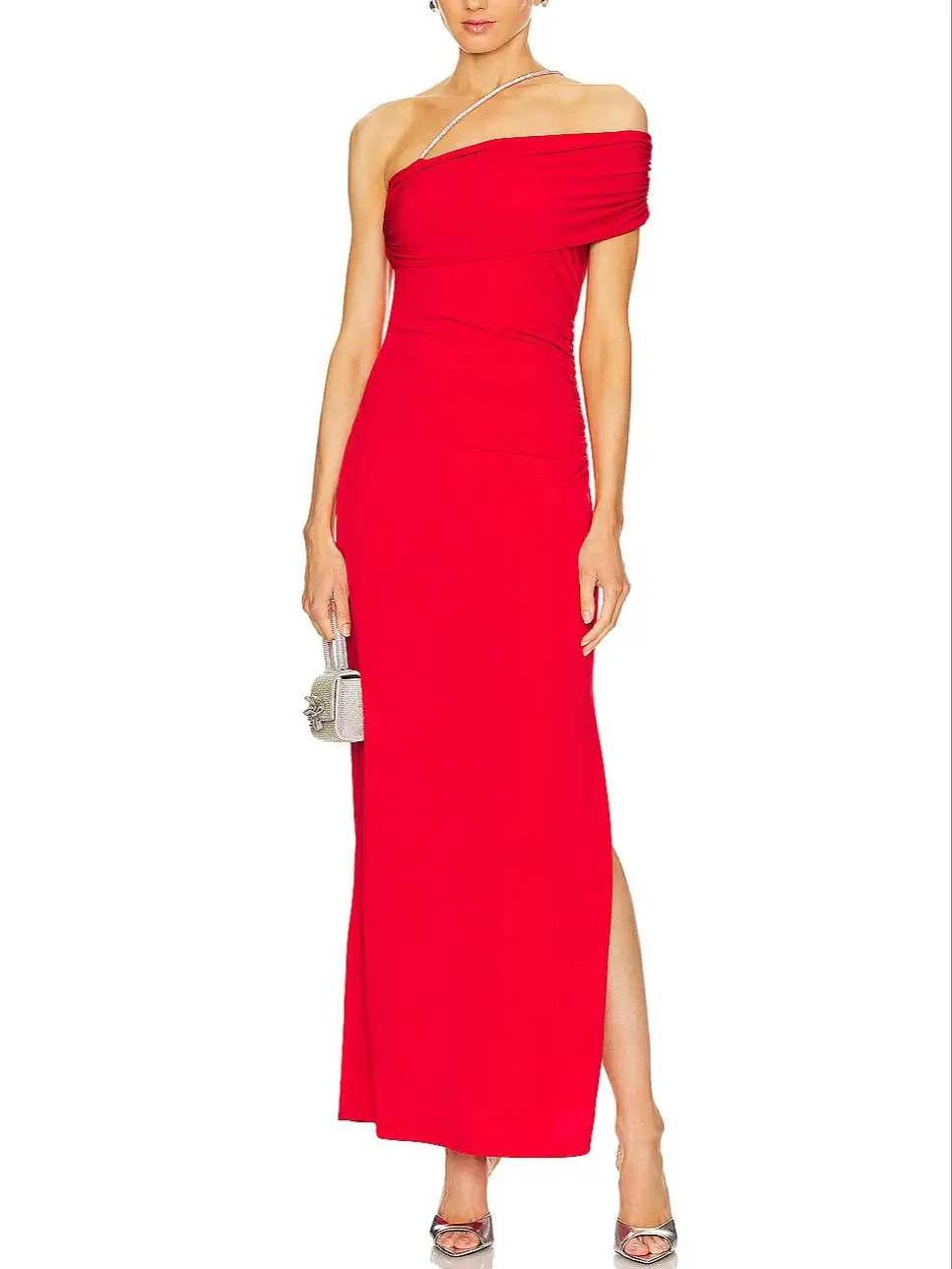 Brand New INS Celebrity Sexy Crystal Split Red Black Bodycon Dress Elegant High Street Long Evening Party Dress