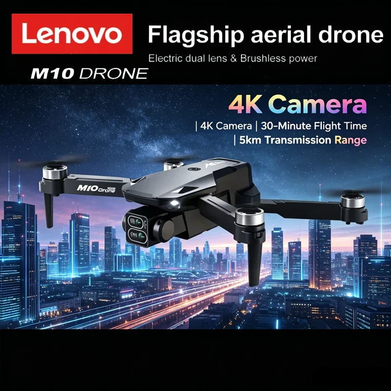 Dron Profesional Lenovo M10 8K con Cámara Dual, Motor sin Escobillas, 360 °   Dron Cuatricóptero RC Plegable con WiFi FPV y Pantalla, con Sistema Anticolisión