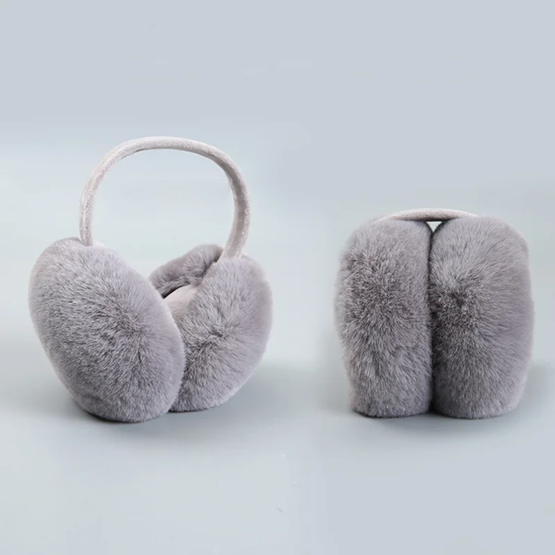 New Fur Solid Color Ear Muffs Autumn Winter Warm Earmuffs Comfort Unisex Skiing Fur Headphones Ear Warmer Woman Ear Cover