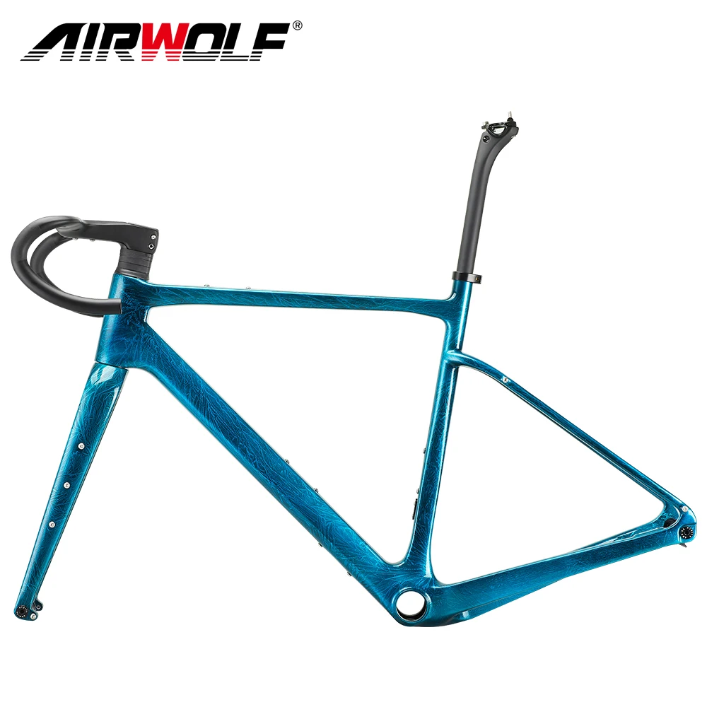 AIRWOLF T1000 Carbon Gravel Frame Disc Brake Max Tire 700C*45C Internal Cable Gravel Bicycle Frameset Road Bike Frame Cyclocross