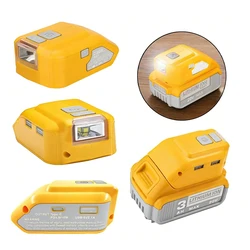 Battery Adapter for Dewalt 18V 20V Li-ion Battery USB Charger with LED Work Light Portable Power Source Converter with USB