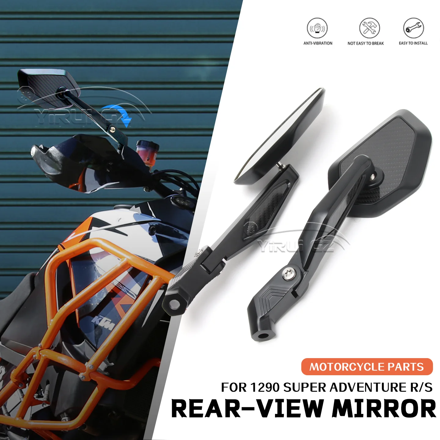 

Motorcycle rearview mirrors FOR 1290 Super Adventure R/S Blue light anti-glare mirror Rearview Side Mirrors Foldable mirror rod