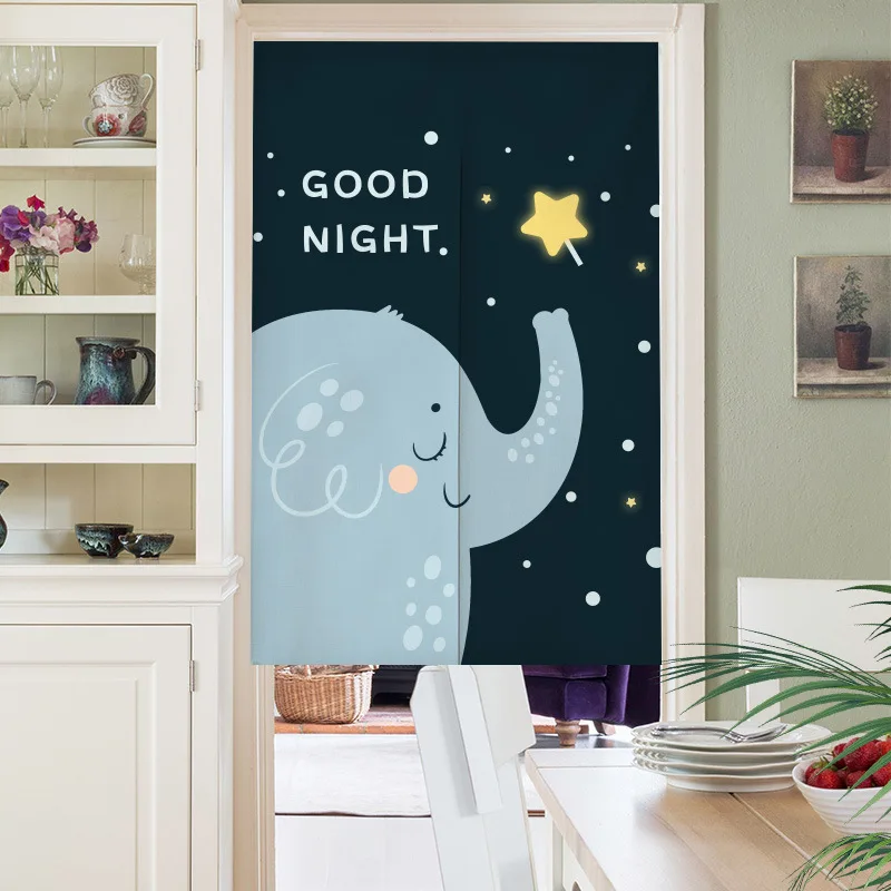 Cartoon animals changing room Curtain Privacy Partition Doorway Curtains Kitchen Entrance Noren Linen Hanging Half-curtain