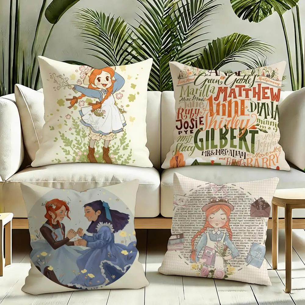 Book A-Anne of Green Gable Cushion Cover Silky Short Plush Invisible Zipper Dustproof Sofa Pillow Case for Home Decor