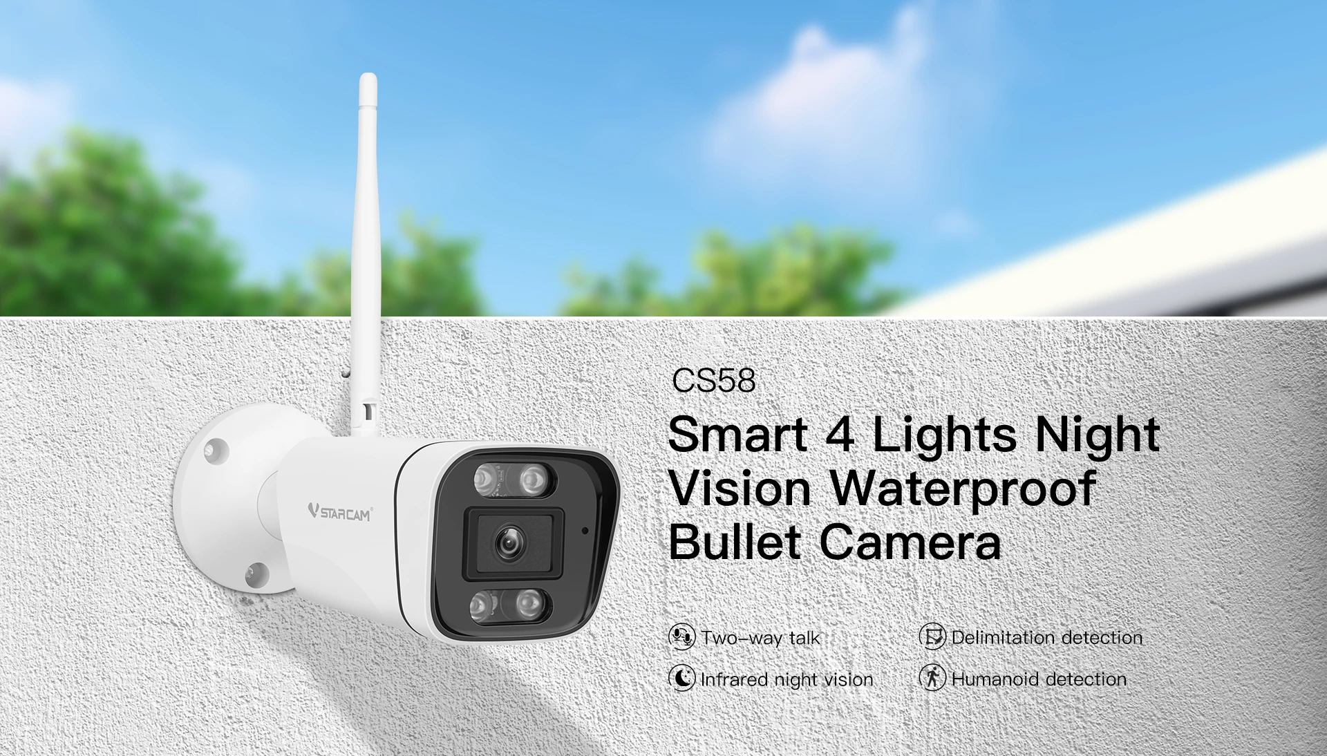 Vstarcam CS58 Full Color  IP Camera 3MP 1296P AI Humanoid Auto Tracking CCTV Home Security Alarm System Baby Monitor  O-Kam APP