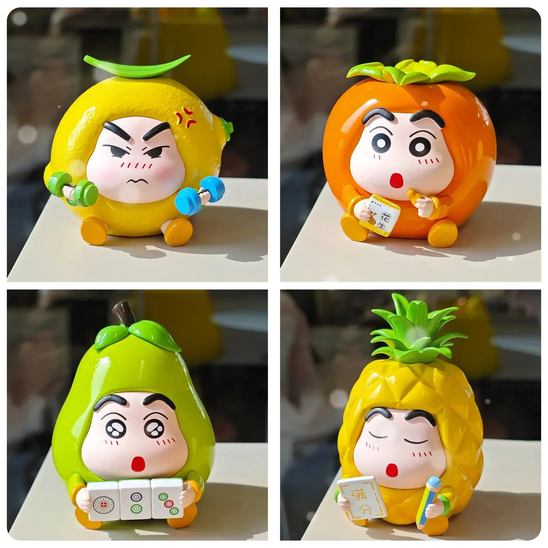 Crayon Shin-chan Cos Fruit Pvc Model Lucky Series Car Mounted Desktop Decoration Trendy Play Handmade Creative Model Kid Gifts