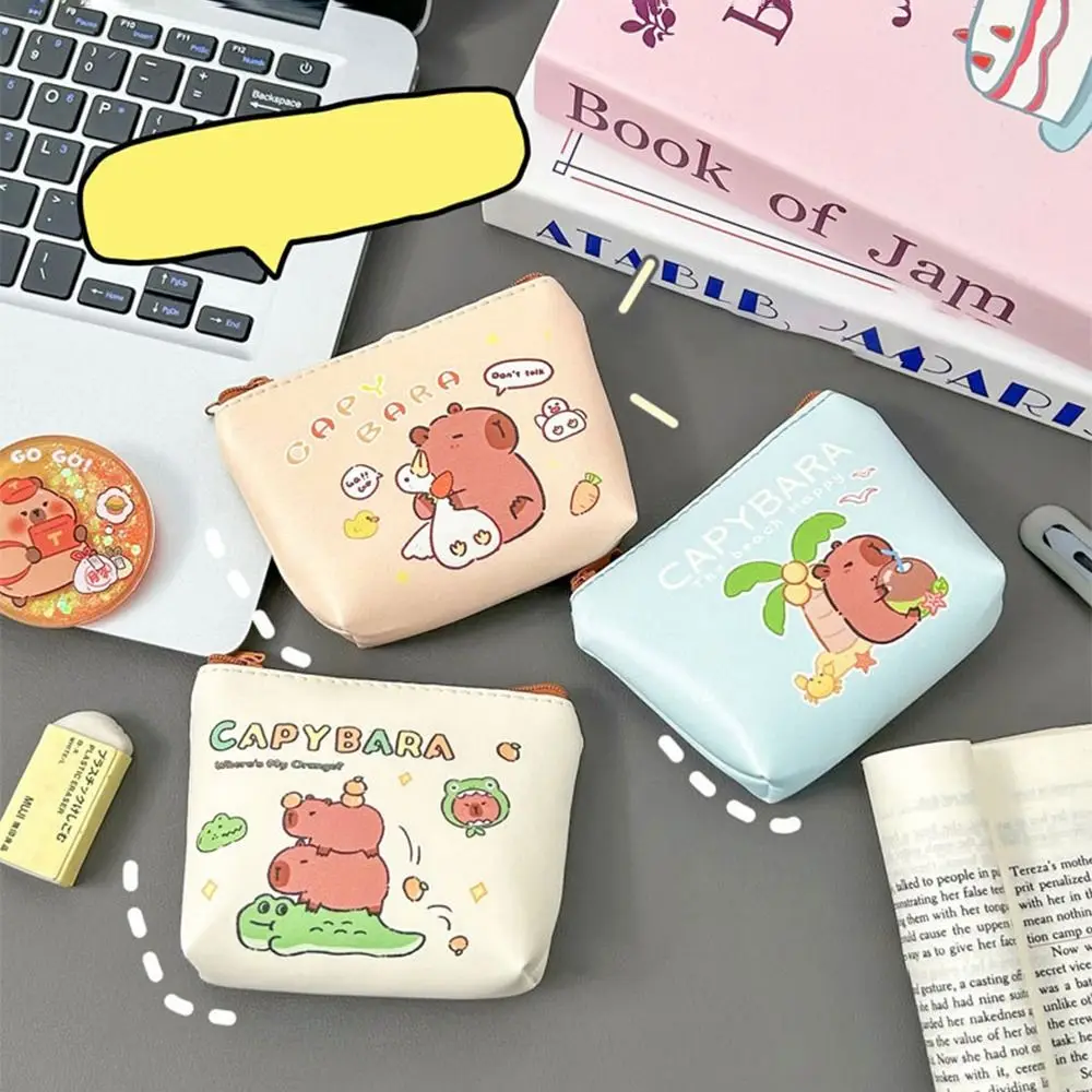 Durable Cute Capybara Coin Purse Portable Korean Style Change Bag Zipper Design Multifunction Card Bag Earphone Organizer