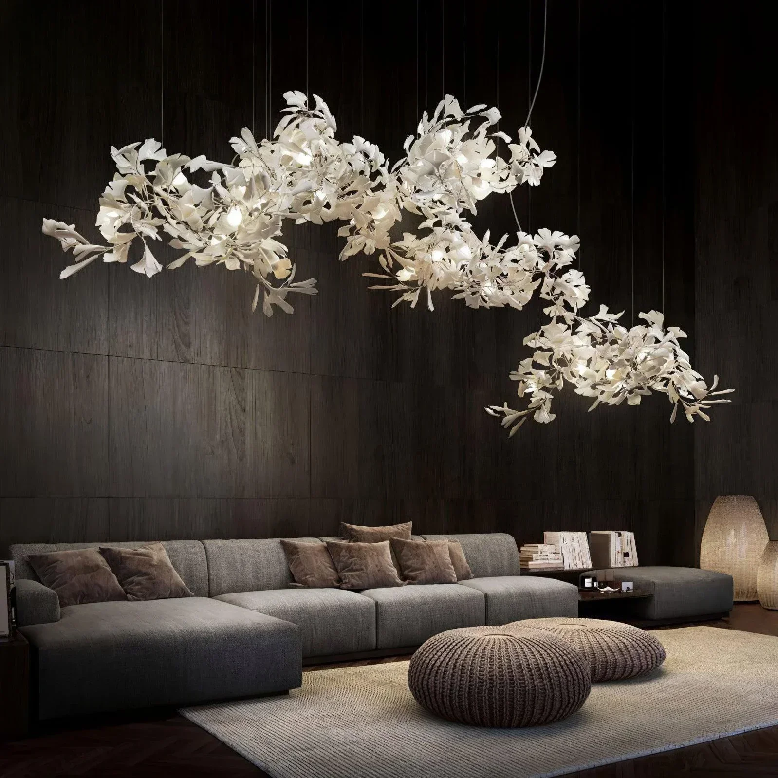 

Nordic Ginkgo Leaf Loft Chandelier For Staircase Living Dining Table Room Hotel Lobby Modern Luxury Crystal Branch Chandelier