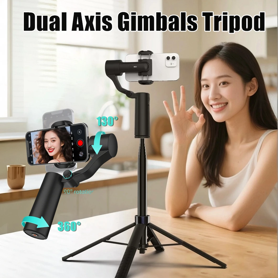 

Штатив для телефона с дистанционным управлением Bluetooth, 68,9 дюйма/175 см, с функцией поворота на 360° ° Двухосевой гироскопический держатель для селфи-палки для прямой трансляции