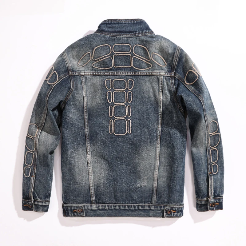 New men denim jacket light luxury fashion straight tube slimming motorcycle youth street versatile washed Moto Biker casual top