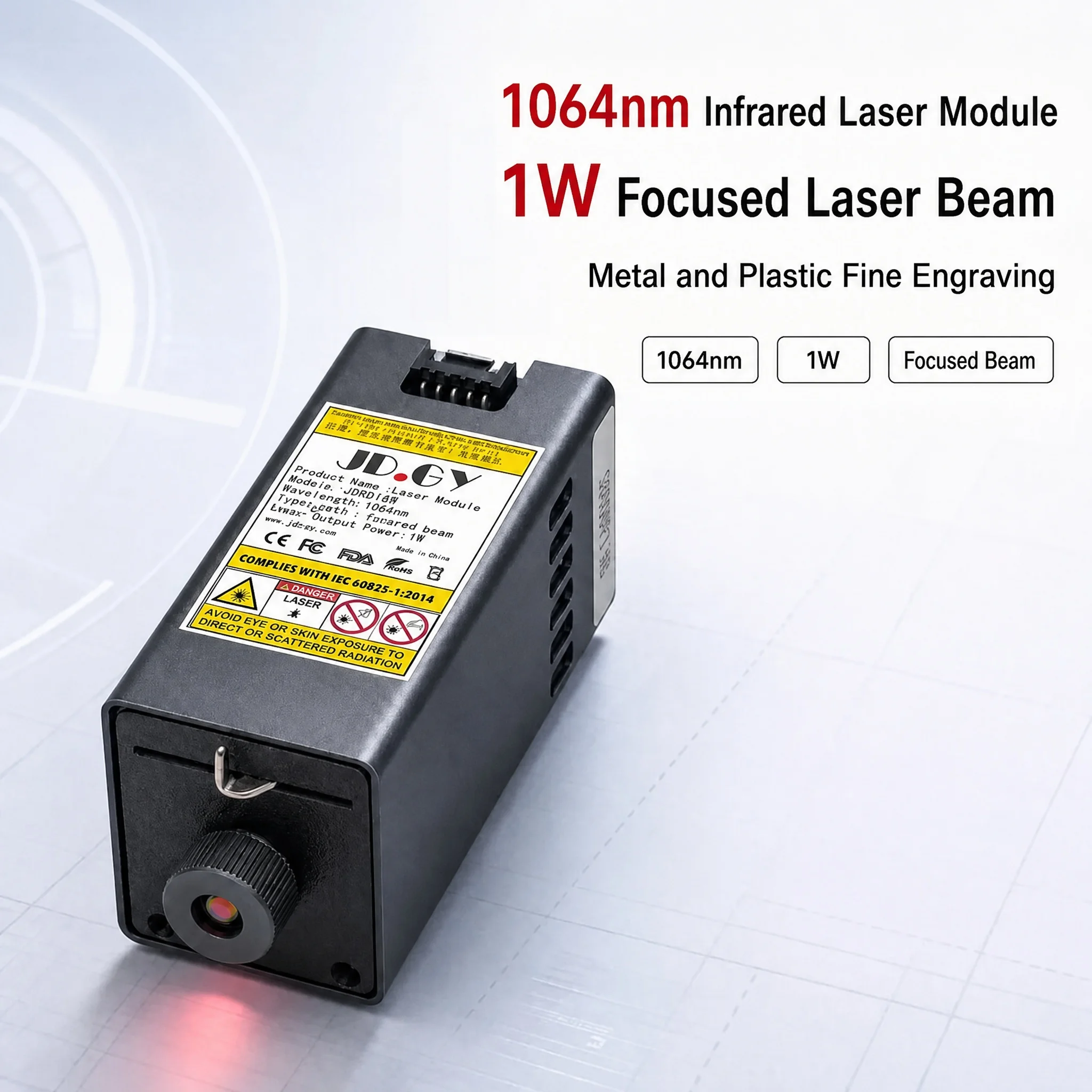 1064nm Infrared Laser Engraving Head 1W Pulsed Red Dot Positioning for Copper Aluminum Iron Stainless Steel DIY XY