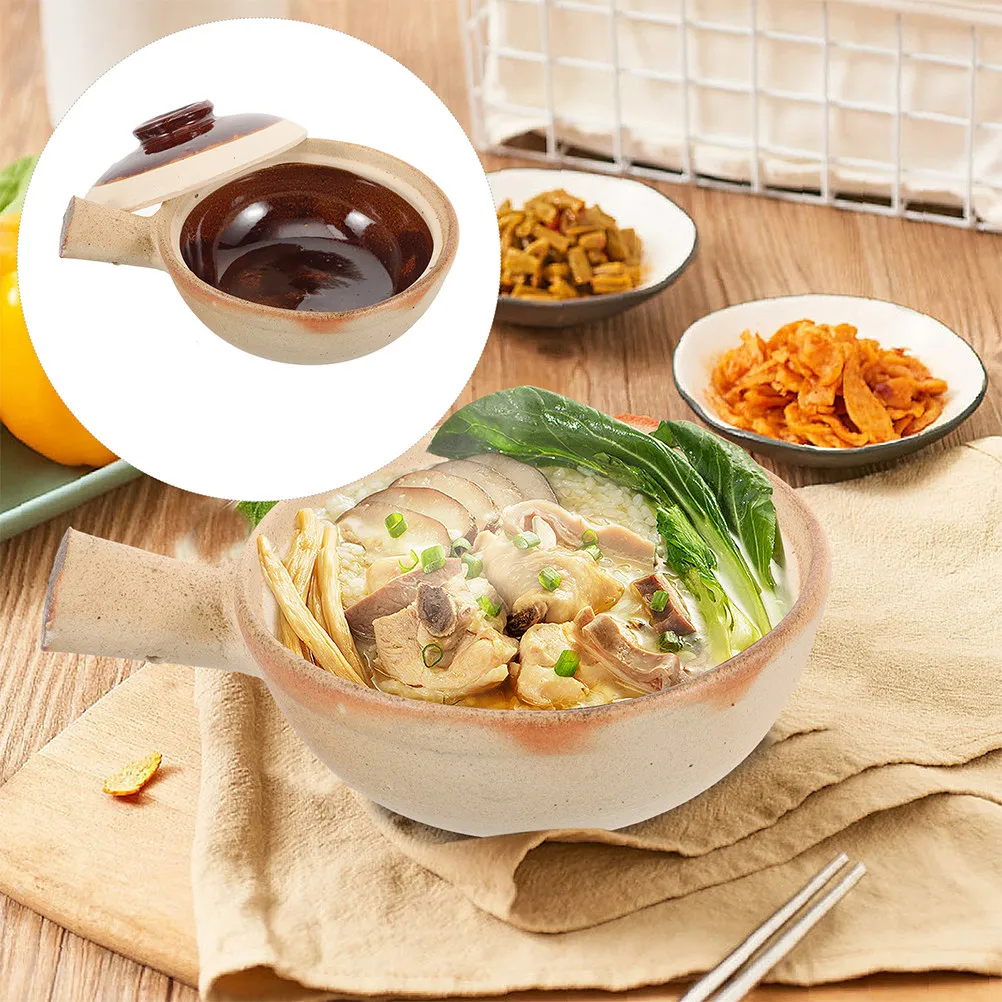 

Kitchen Ceramic Cooking Pot Household Casserole Flat Base Nonstick Stew Soup Rice Noodles Braised Chicken Ceramic Casserole