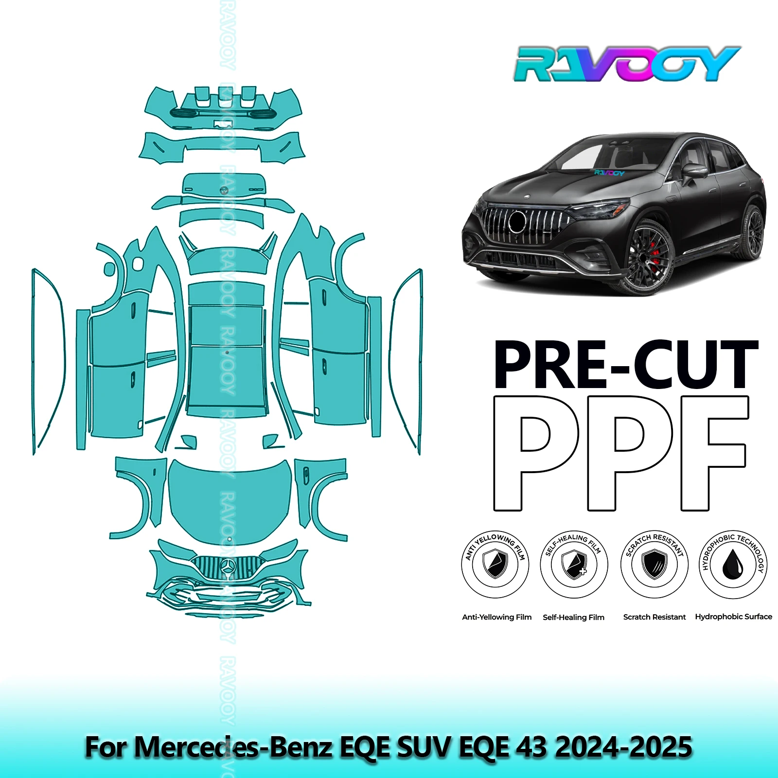 

Full Vehicle Clear Bra Precut PPF Paint Protection Film For Mercedes-Benz EQE SUV EQE 43 2024-2025