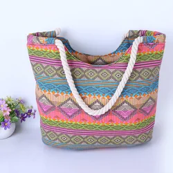 Women's Retro Pattern Handbags, Portable Lightweight Shoulder Bags, Beach Bags