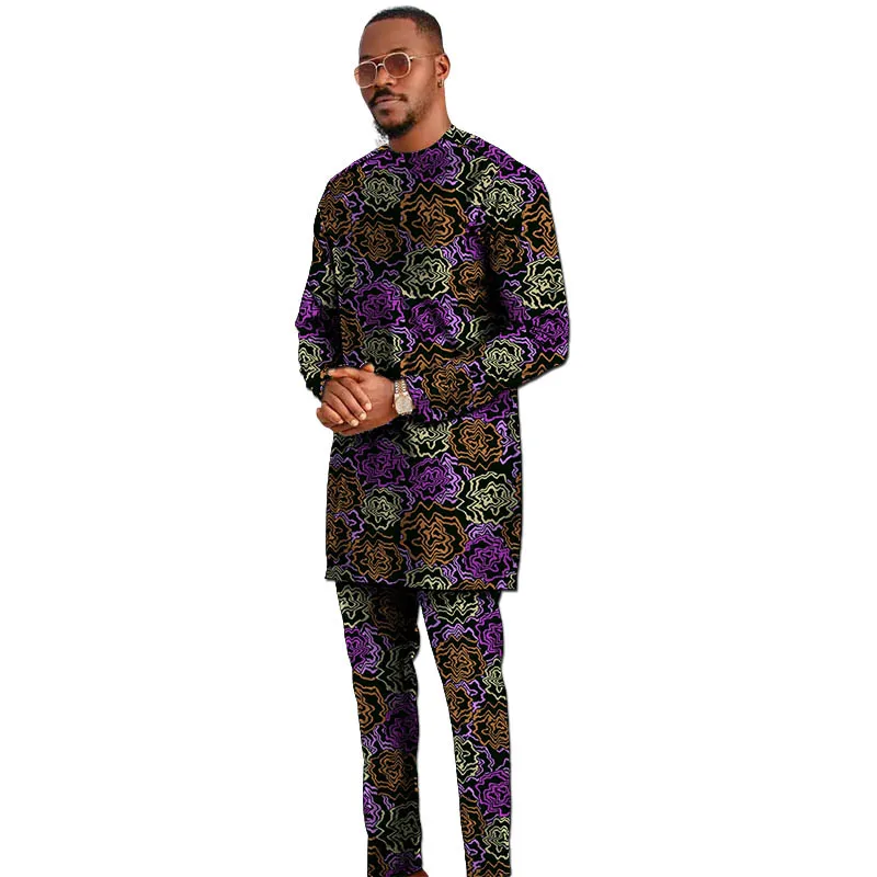 قمصان ذات طراز أساسي مع قيعان بدلة العريس للرجال بتصميم أفريقي مصممة خصيصًا اتجاهات نيجيرية ملابس حفلات الزفاف #6