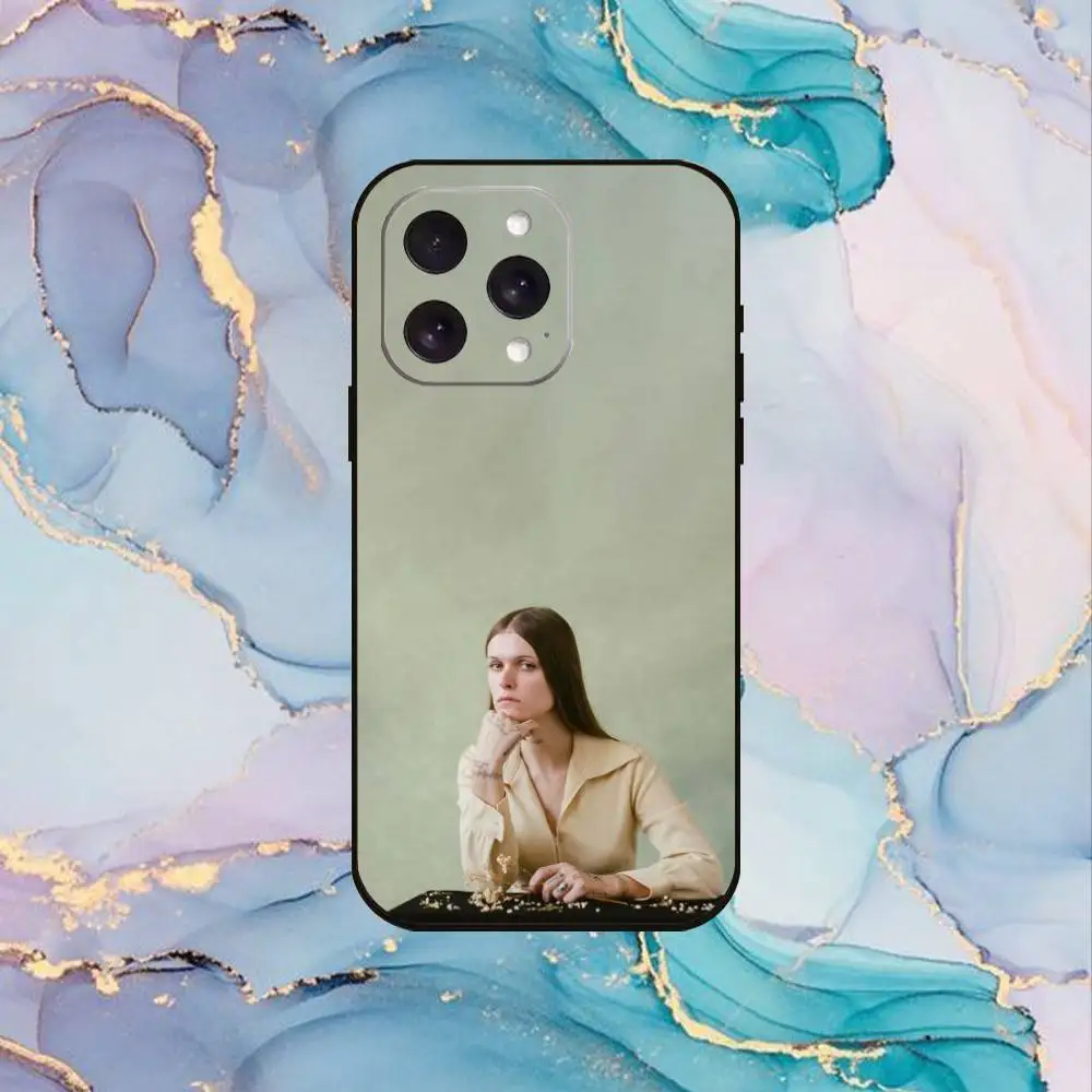 歌手E-エセル・ケイン iPhone17、16、15、14、13、12、11 Plus、Pro Max用ソフトブラックカバー携帯ケース